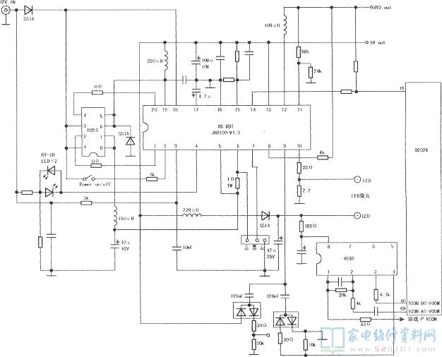 用JH8100芯片的移动DVD电源板电路图