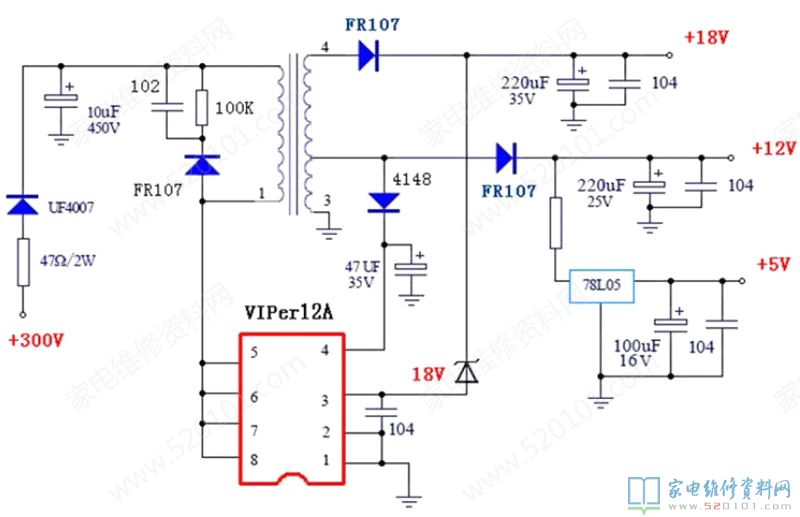 一款采用VIPer12A的万能模块电路原理图