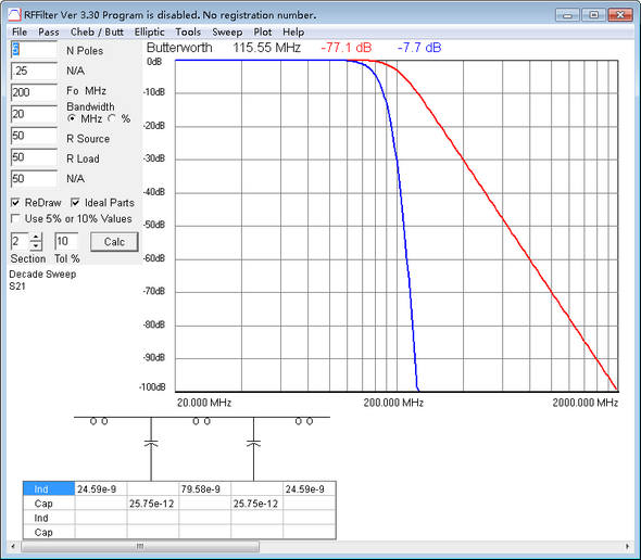 射频滤波器RF计算软件